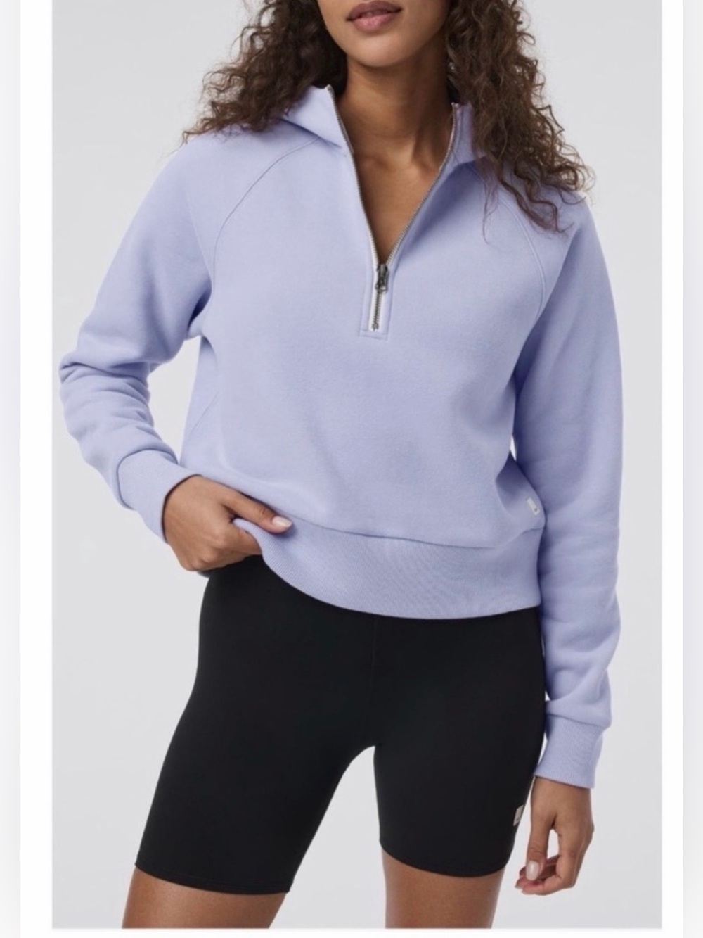 Vuori Restore quarter zip hoodie in Lavender Mist